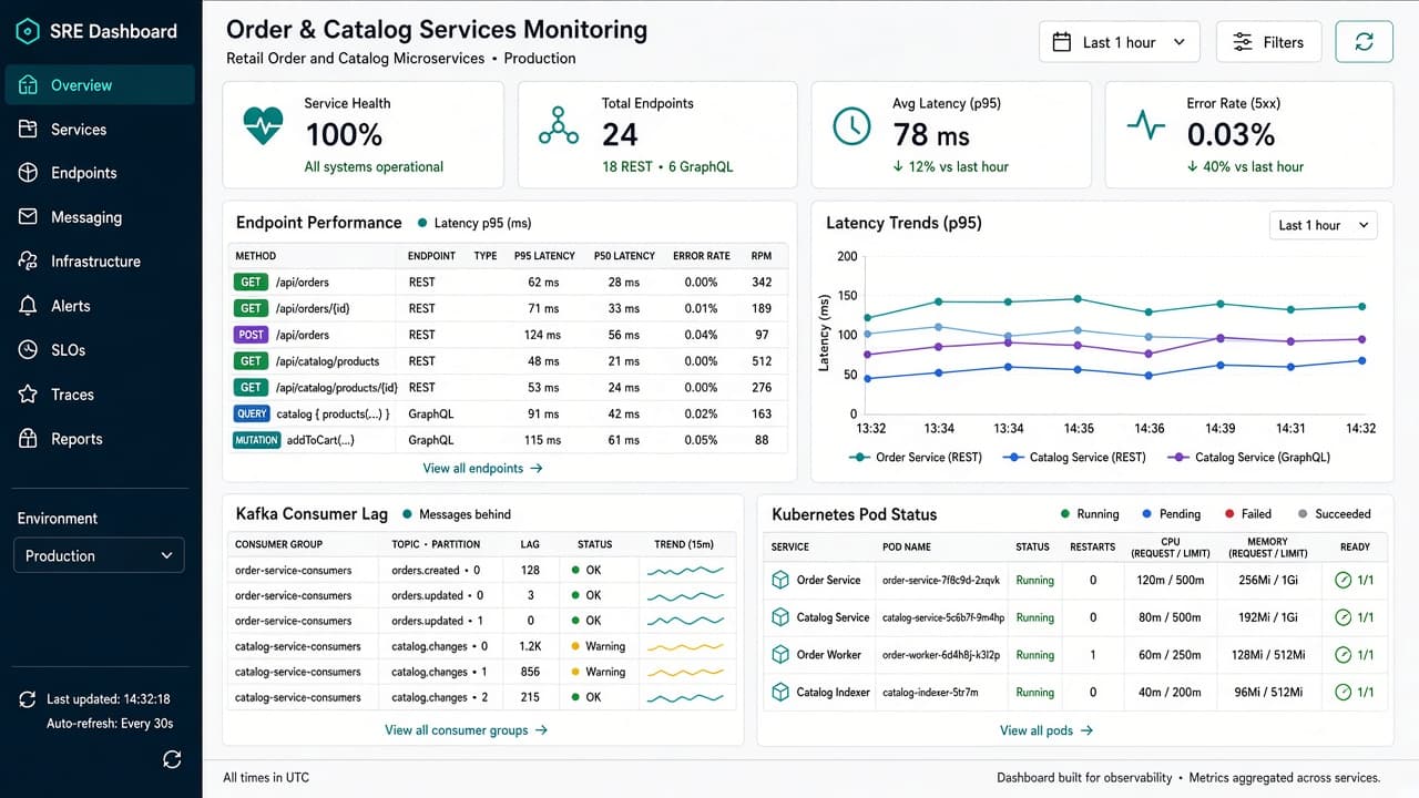 Retail commerce microservices and GKE operations dashboard - view 2