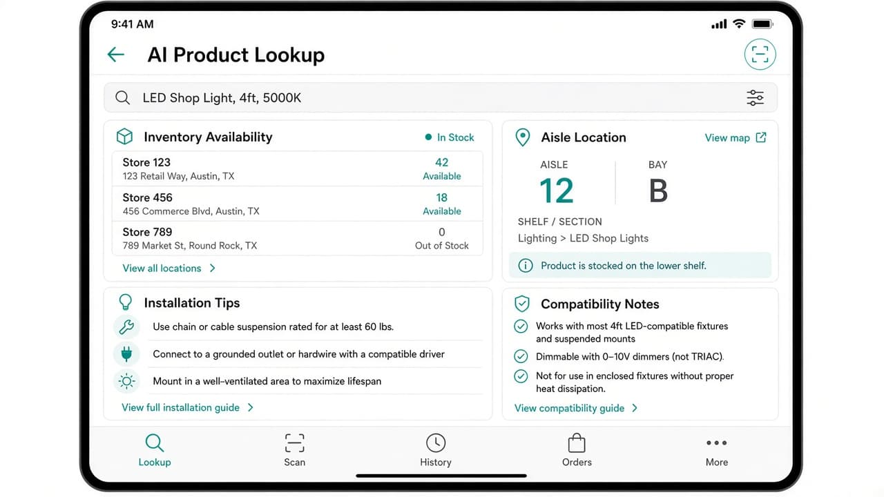 Store associate AI companion for product, inventory, and project questions - view 1
