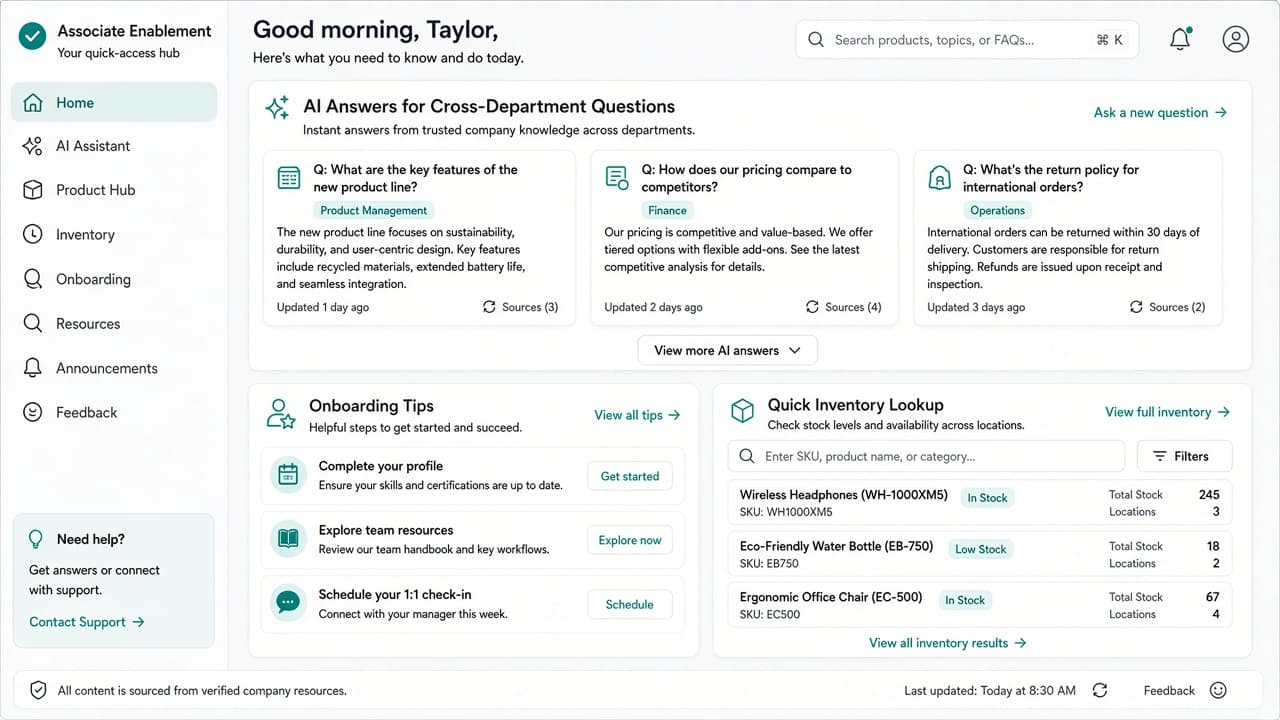 Store associate AI companion for product, inventory, and project questions - view 2