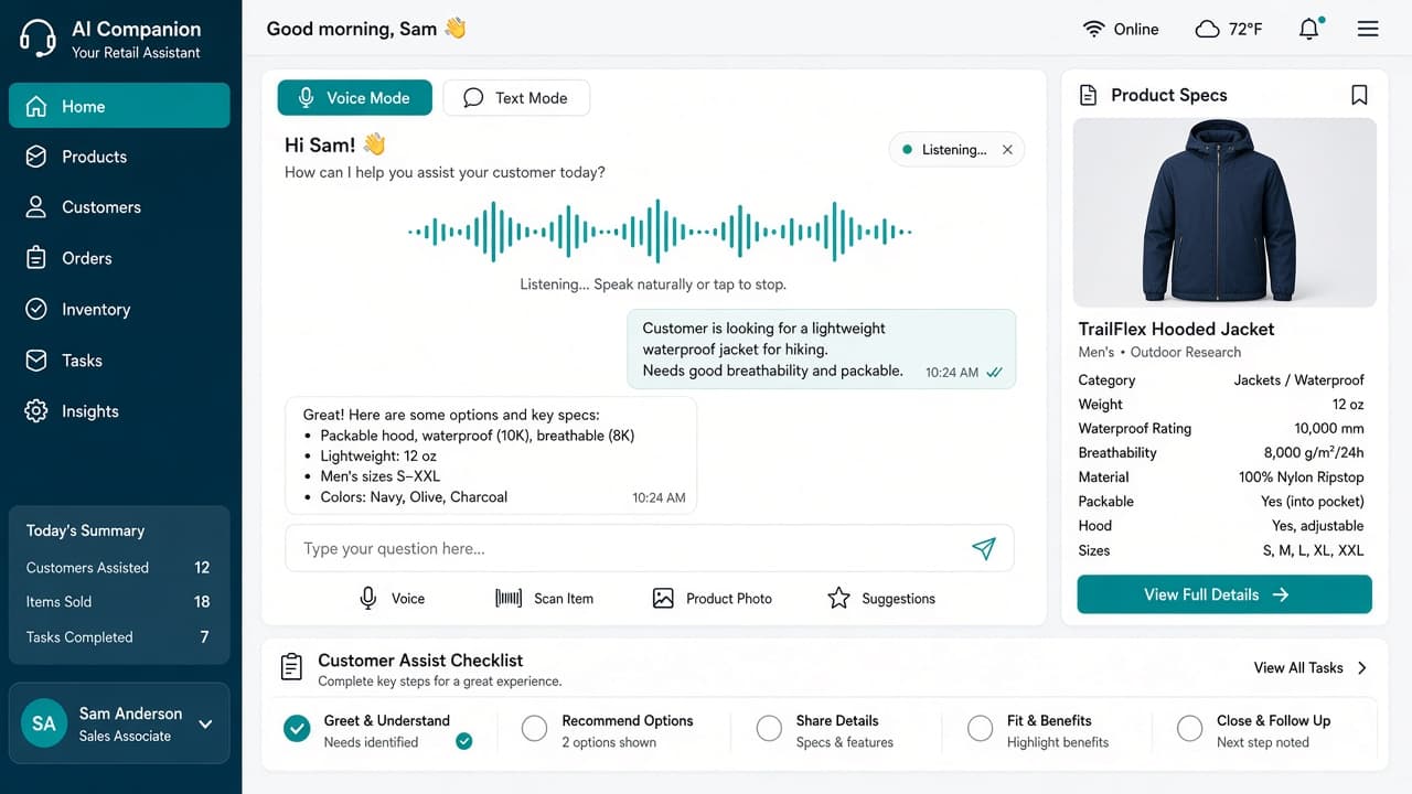 Store associate AI companion for product, inventory, and project questions - view 3