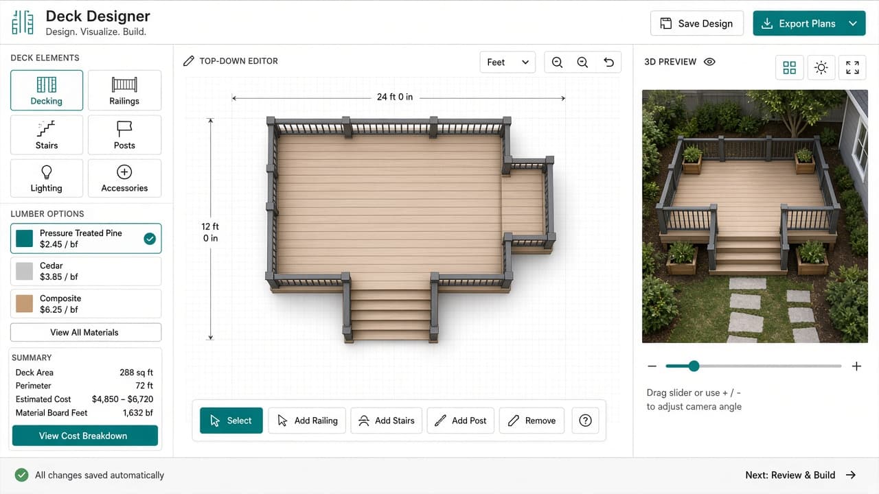 Deck designer and outdoor project planning product experience - view 2