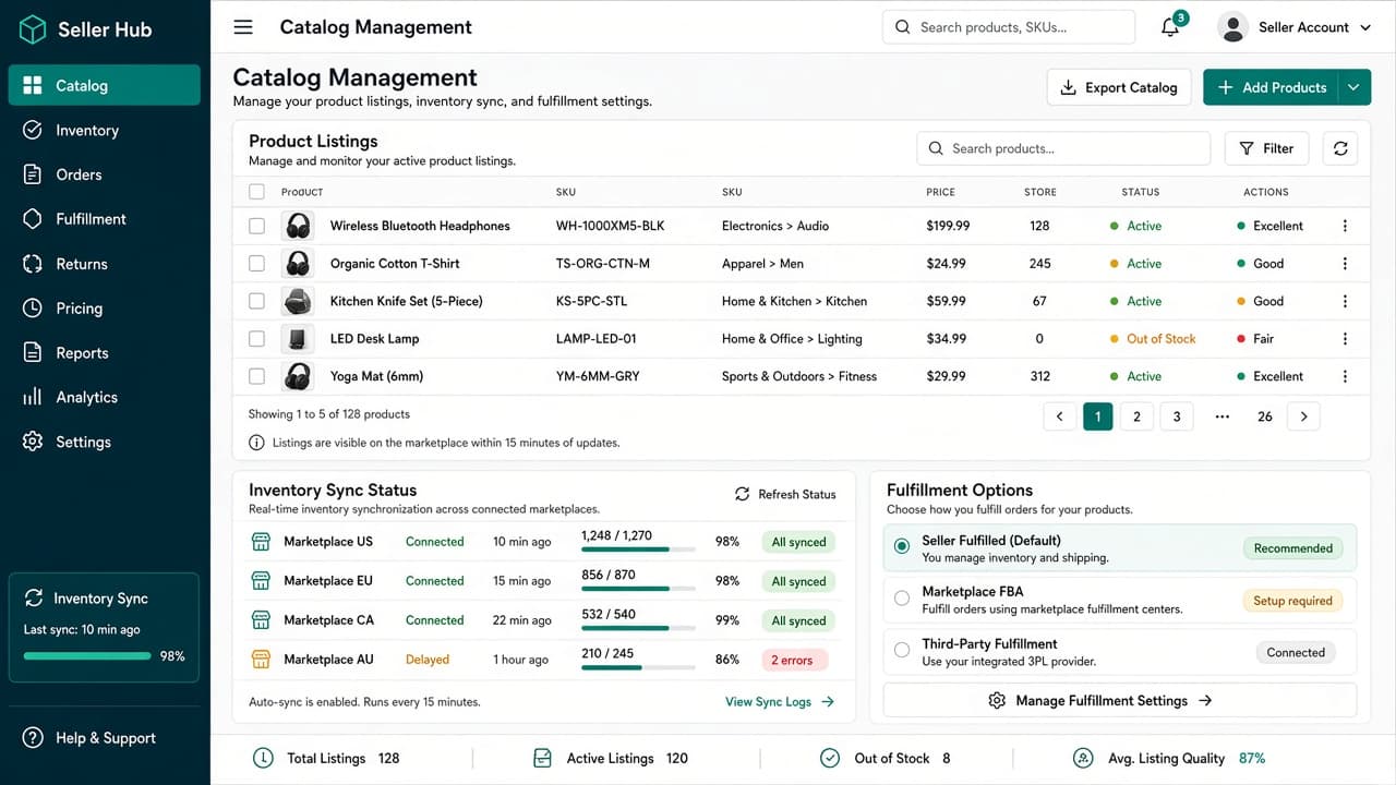 Online marketplace assortment and seller catalog experiences for home improvement retail - view 2