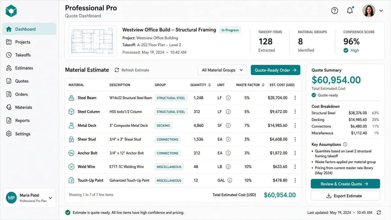 Pro contractor material list digitization and quote-ready order workflows - view 2