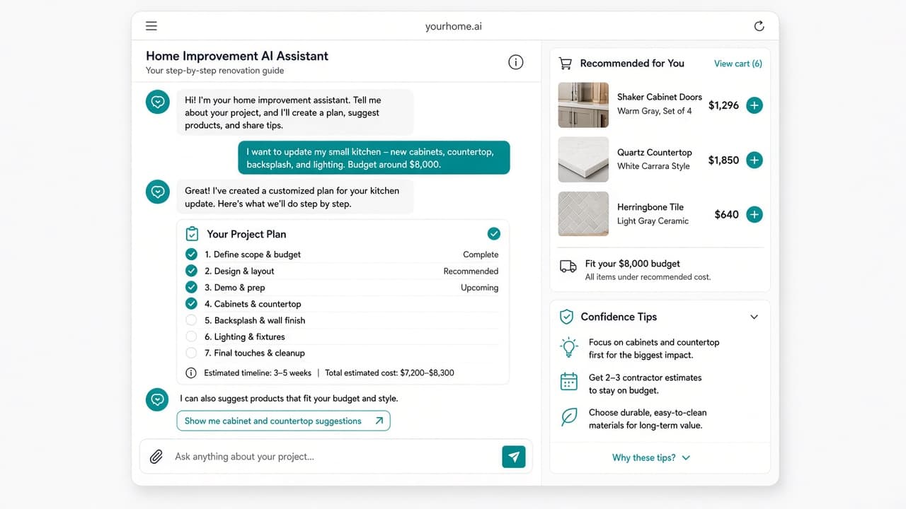 Customer-facing AI virtual advisor for home improvement projects and product guidance - view 3