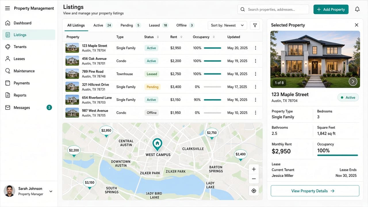 Real estate listing dashboard with embedded 3D virtual property tour - view 2
